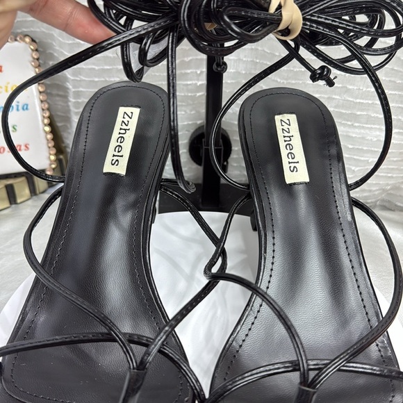 (H5) Zzheels Women's Square Toe Chunky HeelLace-Up Strappy Sandals, size 10.5 - Picture 6 of 13